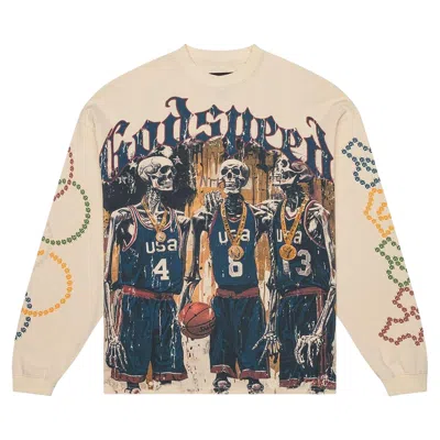 Pre-owned Godspeed Dream Team Long-sleeve T-shirt 'bone' | Cream | Men's Size Xs In White