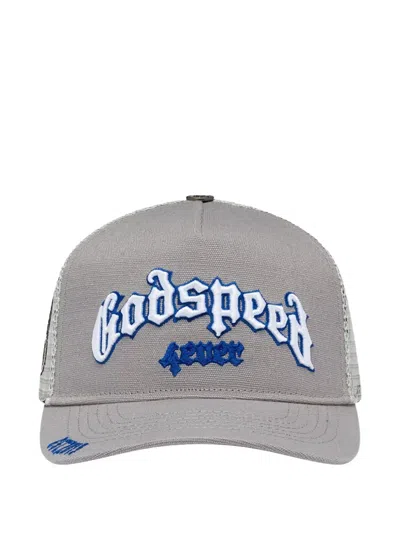 Godspeed Forever Embroidered Trucker Hat In Gray