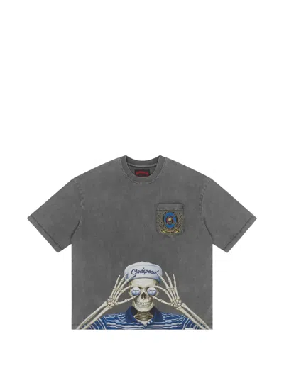 Godspeed Golf Days Graphic-print Chest-pocket T-shirt In Gray