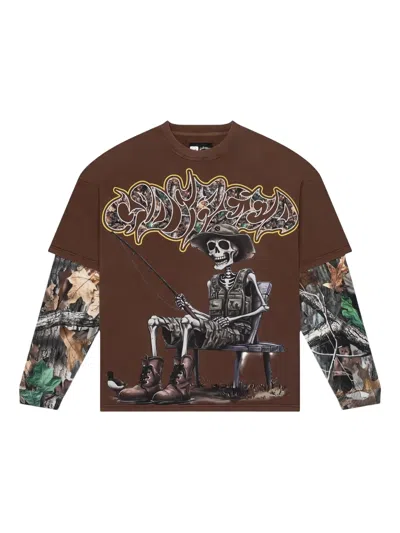 Godspeed Gone Fishing Layered T-shirt In Brown