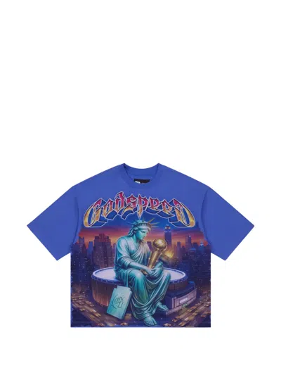 Godspeed Graphic-print Cotton T-shirt In Blue
