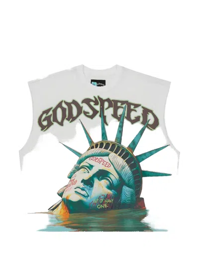 Godspeed Graphic-print Sleeveless Tank Top In White