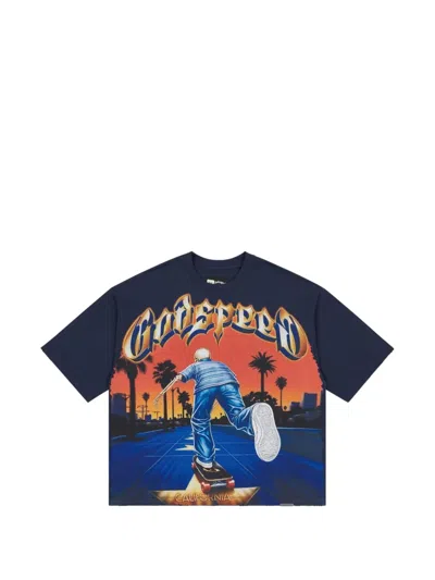 Godspeed Graphic-print Washed T-shirt In Blue