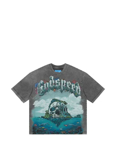 Godspeed Graphic-print Washed T-shirt In Burgundy