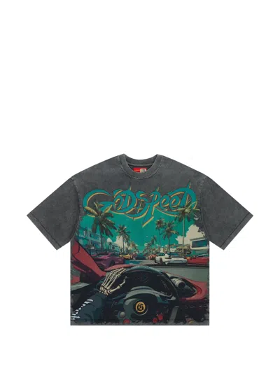 Godspeed Graphic-print Washed T-shirt In Gray