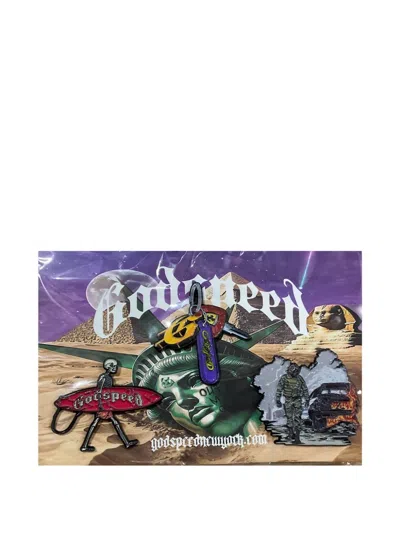 Godspeed Key And Skull Pins Set (set Of Three) In Black