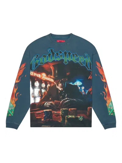 Godspeed Life's A Gamble Long-sleeve T-shirt In Blue