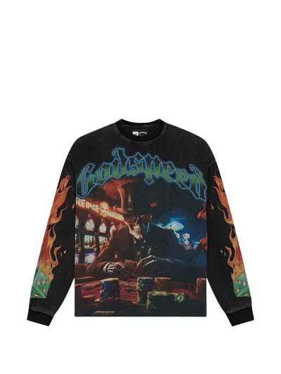 Godspeed Life's Gamble Print T-shirt In Black