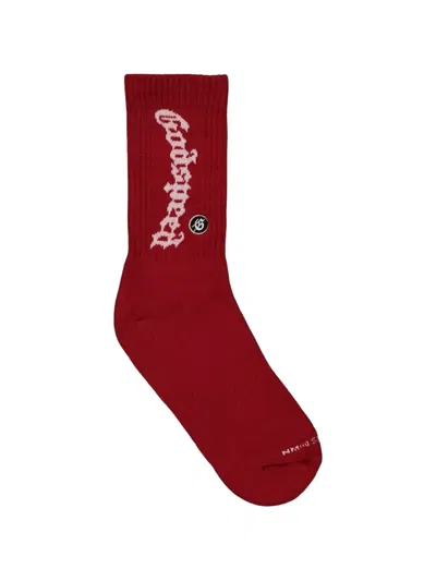 Godspeed Logo-intarsia Socks In Red