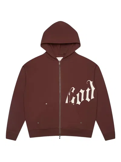 Godspeed Logo Zip Hoodie In Brown