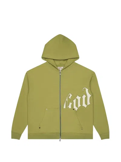 Godspeed Logo-patch Zip-up Hoodie In Green