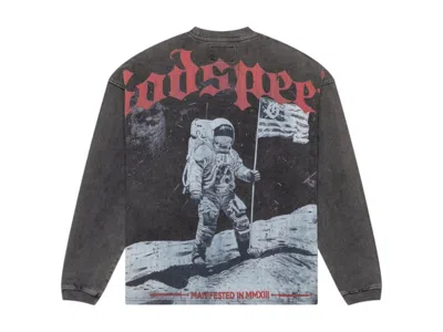 Pre-owned Godspeed Men's  Apollo 11 (1969) Long Sleeve Tee Shirt In Grey Wash