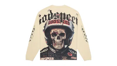 Pre-owned Godspeed Men's  Crash Out Long Sleeve T-shirt In Bone In Brown