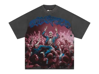 Pre-owned Godspeed Men's  Crowd Surfer T-shirt In Wash Gray
