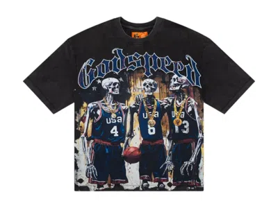 Pre-owned Godspeed Men's  Dream Team Tee Shirt In Grey Wash