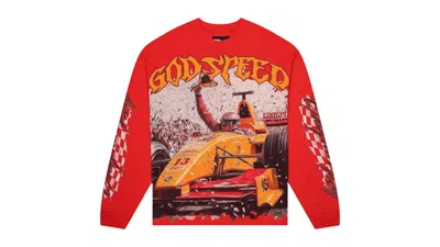 Pre-owned Godspeed Men's  F1 Finishline Long Sleeve T-shirt In Red