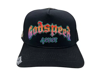 Pre-owned Godspeed Men's  Gs Forever Gradient Trucker Hat In Black/hawaiian