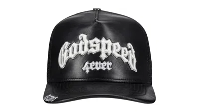Pre-owned Godspeed Men's  Gs Forever Premium Leather Trucker Hat In Black