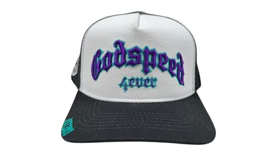 Pre-owned Godspeed Men's  Gs Forever Trucker Hat In White/black/purple In Multi