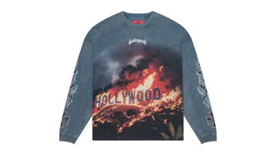 Pre-owned Godspeed Men's  Hollywood Inferno Long Sleeve T-shirt In Blue