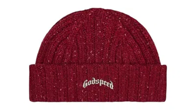Pre-owned Godspeed Men's  Og Logo Emblem Beanie In Burgundy Speckle