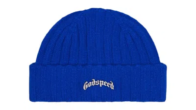 Pre-owned Godspeed Men's  Og Logo Emblem Beanie In Cobalt Blue