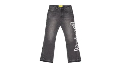 Pre-owned Godspeed Men's  Og Logo Flared Denim Pant In Grey In Gray