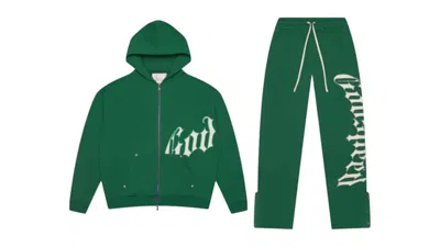 Pre-owned Godspeed Men's  Og Logo V2 Sweatsuit In Green/white In Multi