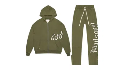 Pre-owned Godspeed Men's  Og Logo V2 Sweatsuit In Olive In Green