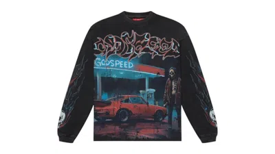 Pre-owned Godspeed Men's  Pit Stop Long Sleeve Thermal T-shirt In Black Wash