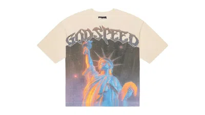 Pre-owned Godspeed Men's  Purple City Tee Shirt In Bone In Brown