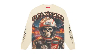 Pre-owned Godspeed Men's  Racer Goldie Long Sleeve T-shirt In Bone