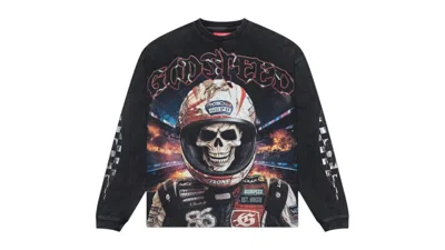 Pre-owned Godspeed Men's  Racer Goldie Long Sleeve T-shirt In Wash Gray