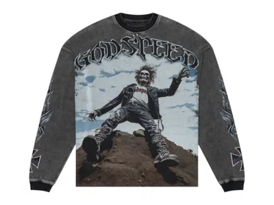 Pre-owned Godspeed Men's  Rocker Long Sleeve T-shirt In Grey Wash In Gray