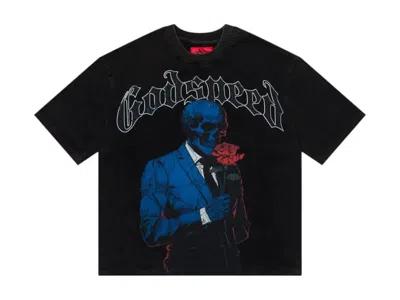 Pre-owned Godspeed Men's  Smell The Roses Tee Shirt In Black Wash