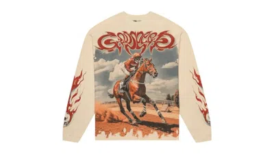 Pre-owned Godspeed Men's  Thoroughbred Long Sleeve T-shirt In Bone In Brown