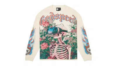 Pre-owned Godspeed Men's  Vision Flowers Long Sleeve T-shirt In Bone