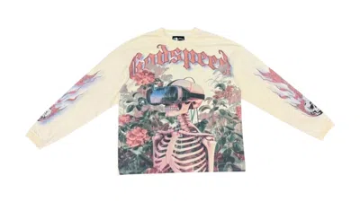 Pre-owned Godspeed Men's  Vision Flowers Vvs Long Sleeve T-shirt In Bone In Brown