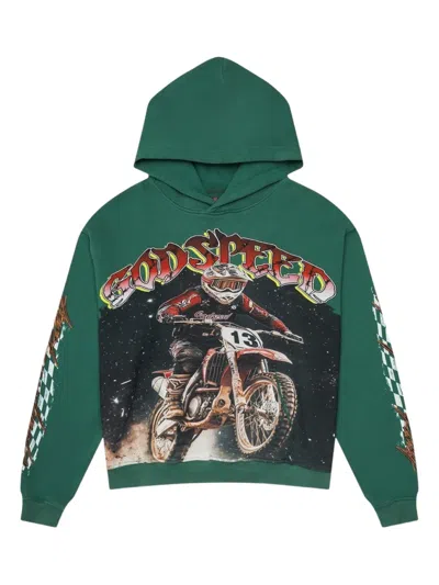 Godspeed Motocross Art-sleeve Hoodie In Green