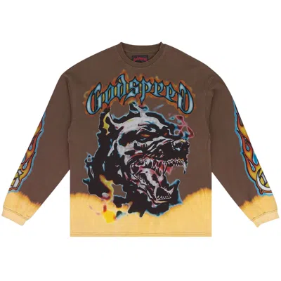 Pre-owned Godspeed Off The Leash Long-sleeve T-shirt 'brown' | Men's Size L