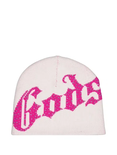 Godspeed Og Logo Studded Beanie Hat In White