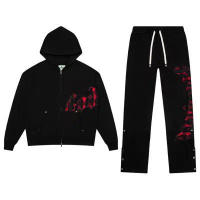 Pre-owned Godspeed Og Logo Sweatsuit 'black/red Plaid' | Men's Size S