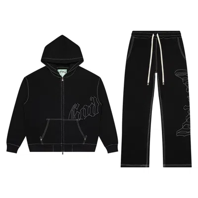 Pre-owned Godspeed Og Logo Sweatsuit Stitched 'black' | Men's Size Xl