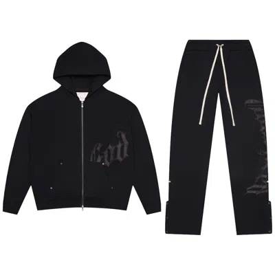 Pre-owned Godspeed Og Logo Sweatsuit V2 'black Satin' | Men's Size M