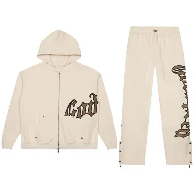 Pre-owned Godspeed Og Logo Sweatsuit V2 'creme Brolive' | Cream | Men's Size Xl In White