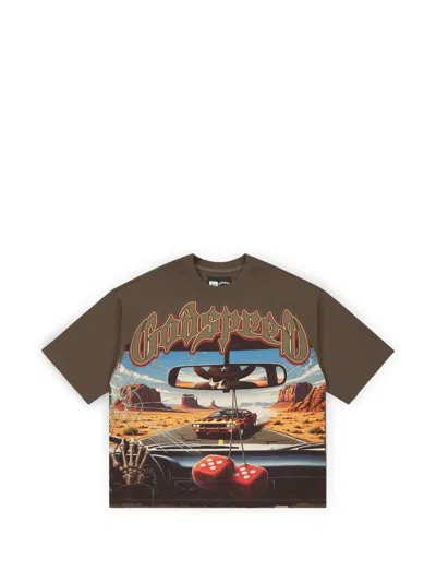 Godspeed On The Run Ii Graphic-print T-shirt In Brown