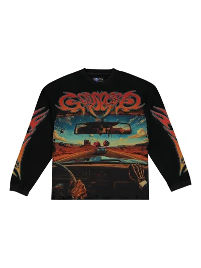 Godspeed On The Run Long-sleeve Graphic T-shirt In Black