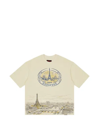 Godspeed Paris Skyline Graphic-print T-shirt In Neutral