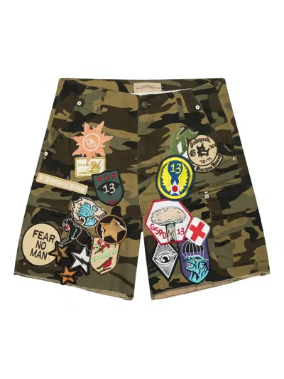 Godspeed Patchwork Cargo Shorts In Green