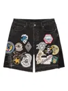 Godspeed Patchwork Denim Shorts In Black